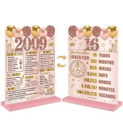 Pink Rose Gold 16th Birthday Decorations for Women, Two-Sided Vintage 16 Back…