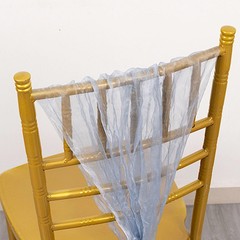 5 DUSTY BLUE Sheer Crinkled Organza CHAIR SASHES Party Events Home Decorations