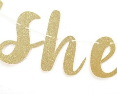 She is Tying The Knot Banner – Bridal Shower Gold