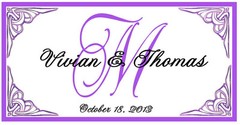 100 PERSONALIZED PURPLE MONOGRAM WEDDING WATER BOTTLE LABELS Waterproof Ink
