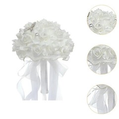 Wedding Bridal Bouquet Artificial Flowers Hand Flower Pearl Bow Flower for Party