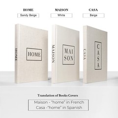 Linen Neutral Coffee Table Books Set of 3,Fashion Designer Hardcover Blank Bo…