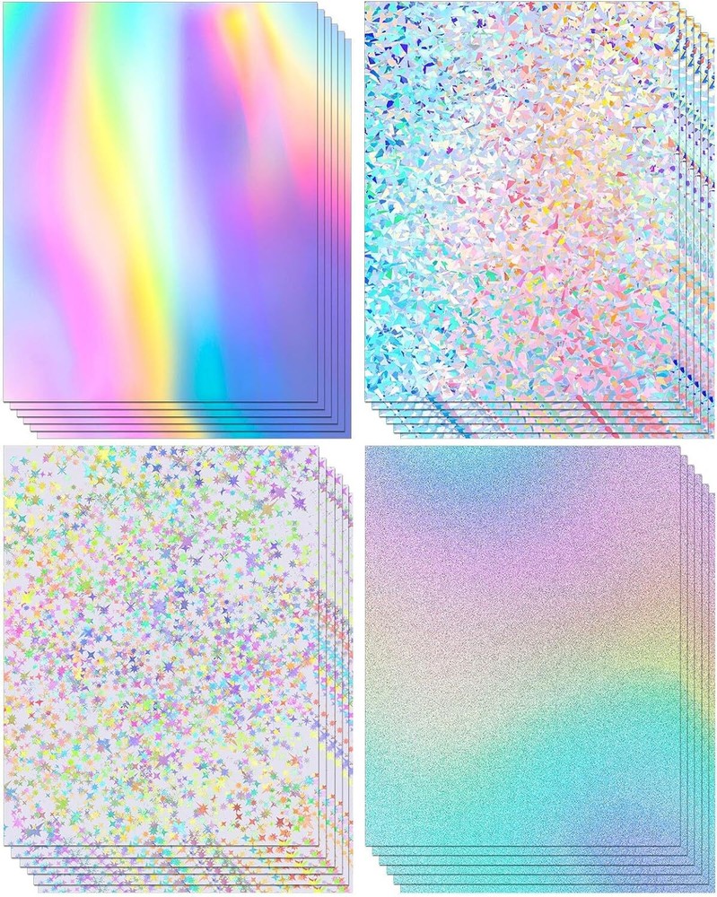24 Sheets Holographic Cardstock 8.5 x 11, 250gsm/92lb Metallic Cardstock…