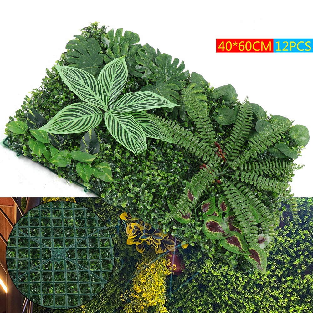 12 Pcs Artificial Plant Wall Mat Greenery Wall Hedge Grass Fence Foliage Panel