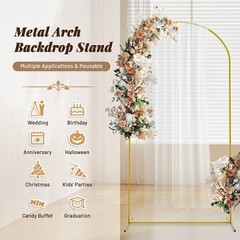 for Party Garden Floral Decoration Metal Arch Backdrop Stand 7.2Ft Stable Frame