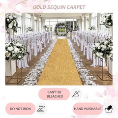 4FT×15FT Gold Glitter Aisle Runner – Stain & Water Resistant for Special Events