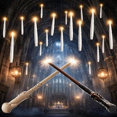 Floating Candles with Wand, 20Pcs White Hanging Candle for 20pc White-2Wand