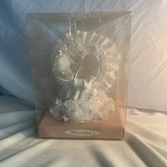 Wilton Wedding Cake Topper Love Birds Heart bell lace pearls Doves white plastic