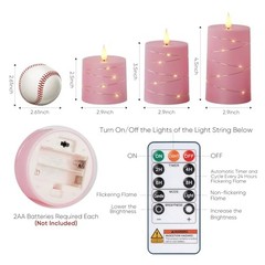Easter Pink Flameless Candles with Remote Timer, Flickering Battery 3pcs-Pink