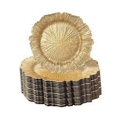 100 Pcs Charger Plates Bulk 13 Inch/Gold Charger Plate 13 in Round Matte Reef…