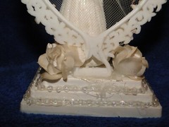 New Handmade Bride & Groom Wedding cake topper or Centerpiece in white