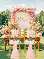 Blush Chair SashesWedding Aisle Decorations:24Packs 8ft Long Draping