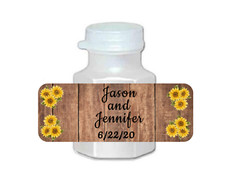 30 wedding favor mini bubble labels stickers personalized wood sunflowers