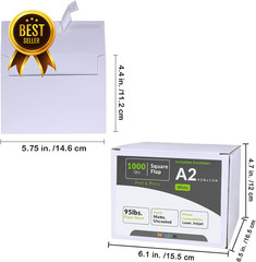 1000pcs A2 Invitation Envelopes Self Seal 4 3/8 x 5 3/4 White 95lb