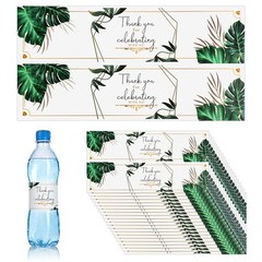 50pcs Wedding Water Bottle Labels, Leaves Waterproof M, Black, White, Green