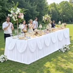 gogoparti White Tutu Table Skirts 108″ x 30″ (Rectangular), Classical