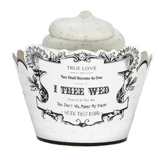 12 True Love I Thee Wed Cupcake Wrappers Bridal Shower Wedding Cupcake Favors