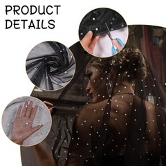 3 Yards Pearl Lace Fabric Wedding Table Decor Nylon Mesh Fabric for Black