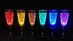 FAMI LED Wine Champagne Flute Glasses, (Set of 6 Multi-Color) Water Liquid Ac…