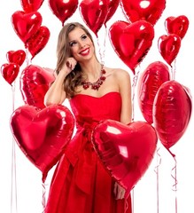 30 pcs Red Heart Balloons 18″ a bunch of Heart Love Foil Helium Balloons, Hel…