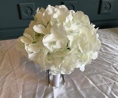 White silk hydrangea bridal bouquet