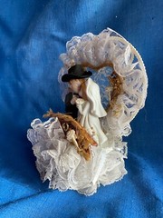 Vintage 1980s Western Cowboy & Cowgirl Ceramic Wedding Cake Topper Rope Toole