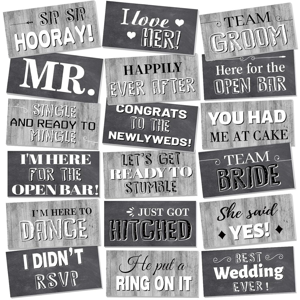 Double Sided 11×5.5 Inch Wedding Photo Booth Props Double Sided Decorations