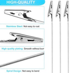 40 PCS Metal Wire Long-Tailed Alligator Clamp Photo Clip Holder – Silver