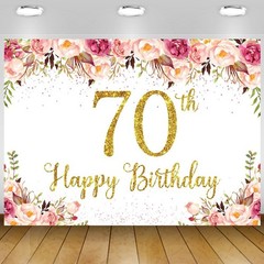 Pink Flowers Happy 70th Birthday Decorations for Women Men White Pink Floral …