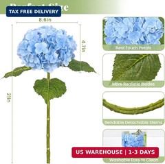 MARTINE MALL 3Pcs 21in Hydrangea Artificial Flowers, Latex Real Touch Hydrangeas