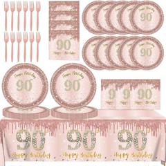 90th Birthday Decorations for Women,61Pcs Rose Gold 90th Birthday Decorations…