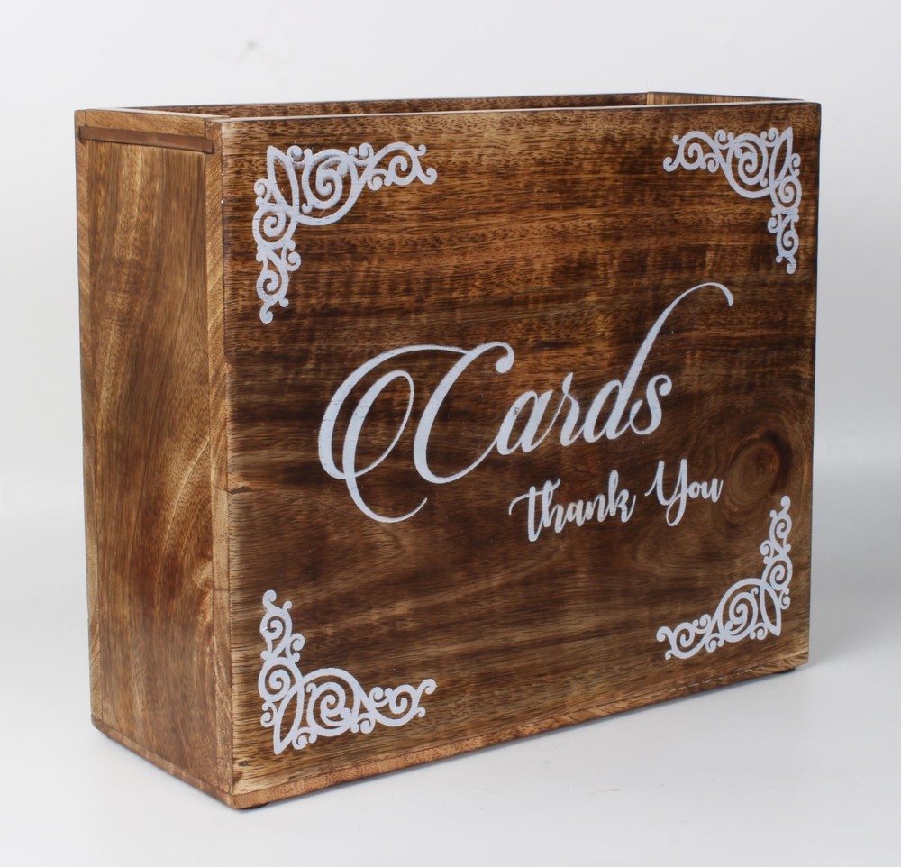 ARTISENIA Wooden Wedding Card Box with Slit Gift 12″ X 10″ X 4.5″, Brown