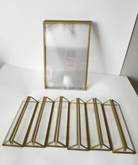 Acrylic Wedding Table Numbers Picture Frames, Clear Sign Holders Gold Trim