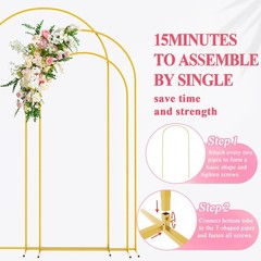 3 Gold Wedding Arch Stands – 7.2FT, 6.6FT, 6FT Backdrops for Ceremony Decor