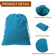 10pcs Velvet Gift Bags 7.9″ x 9.8″ Drawstring Jewelry Pouches, Lake Blue