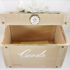 Vintage Wedding Card Box Trunk, Taupe, White, Rustic Card Box, Shabby Chic …..