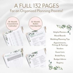 Wedding Planner – Planning Book & Organizer, Bridal Binder w/ Countdown Calendar