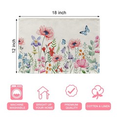 Seliem Spring Anemone Flower Placemats Set of 4, 12»X18»,