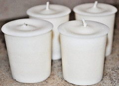 Unscented Soy Wax Votives, 4 pack, hand -made, cotton wicks, long burn time
