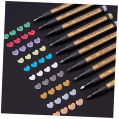 Metallic Marker Pens – Set of 10 Medium Point Metallic Markers 10 Bullet tip