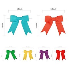 3 Inch Grosgrain Ribbon Twist Tie Bow 60 Pcs Assorted Pretied Premade Rainbow
