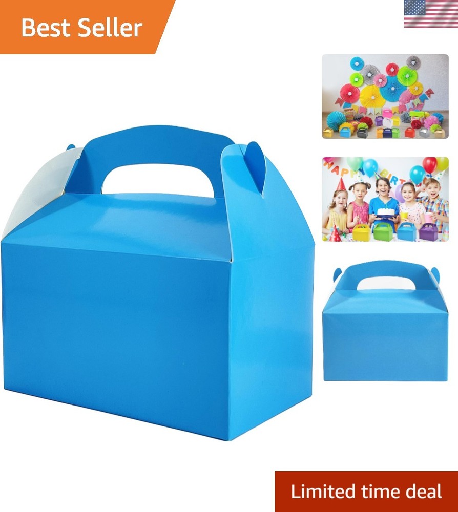 Versatile Gable Blue Treat Boxes – 12-Pack Perfect for Birthday & Baby Showers