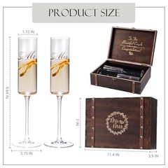 Wedding Champagne Flutes-Mr. and mrs. Champagne Glasses Engagement Gifts 3pcs