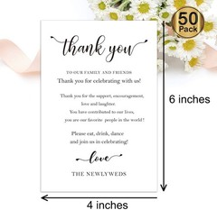 Giftideaworkshop 50 Pcs Wedding Thank You Place 50 Count (Pack of 1), White