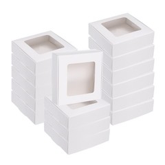 16Pcs Kraft Soap Boxes 4.1″ x 4.1″ x 1.2″ Mini Kraft Treat Boxes White