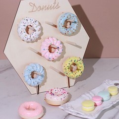 13″ NATURAL Donut Wall Hexagon Wooden Board DESSERT HOLDER Party Decorations