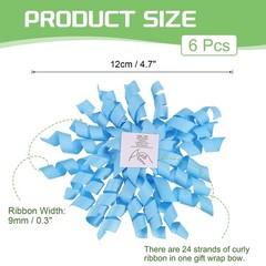 6 Pcs 4 Inch Grosgrain Curly Bows for Gift Wrapping Self-Adhesive Deep Blue
