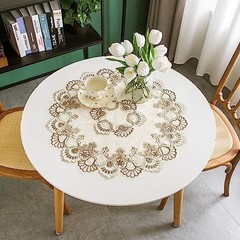 Lace Small Round Tablecloth Doilies Table Topper Scarf 24″ (Round) Stone