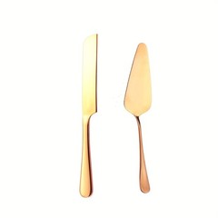 Golden Cake Cutting Set, Knife & Server, Thickened Steel, Gift for Wedding