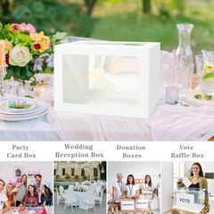 White Gift Cards Box Holder with Clear Window for Wedding Receptions Party